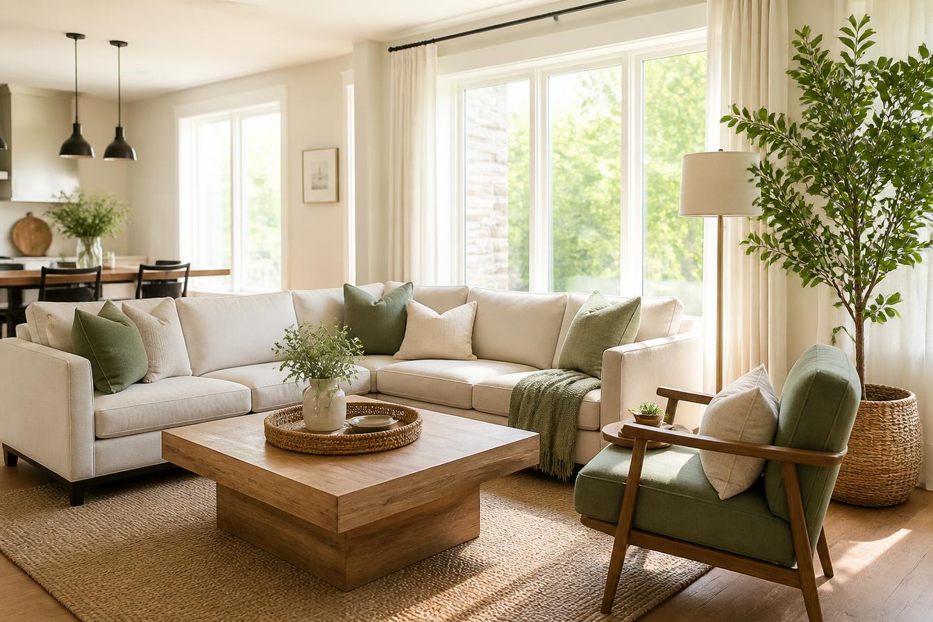 Bright, freshly cleaned modern living room